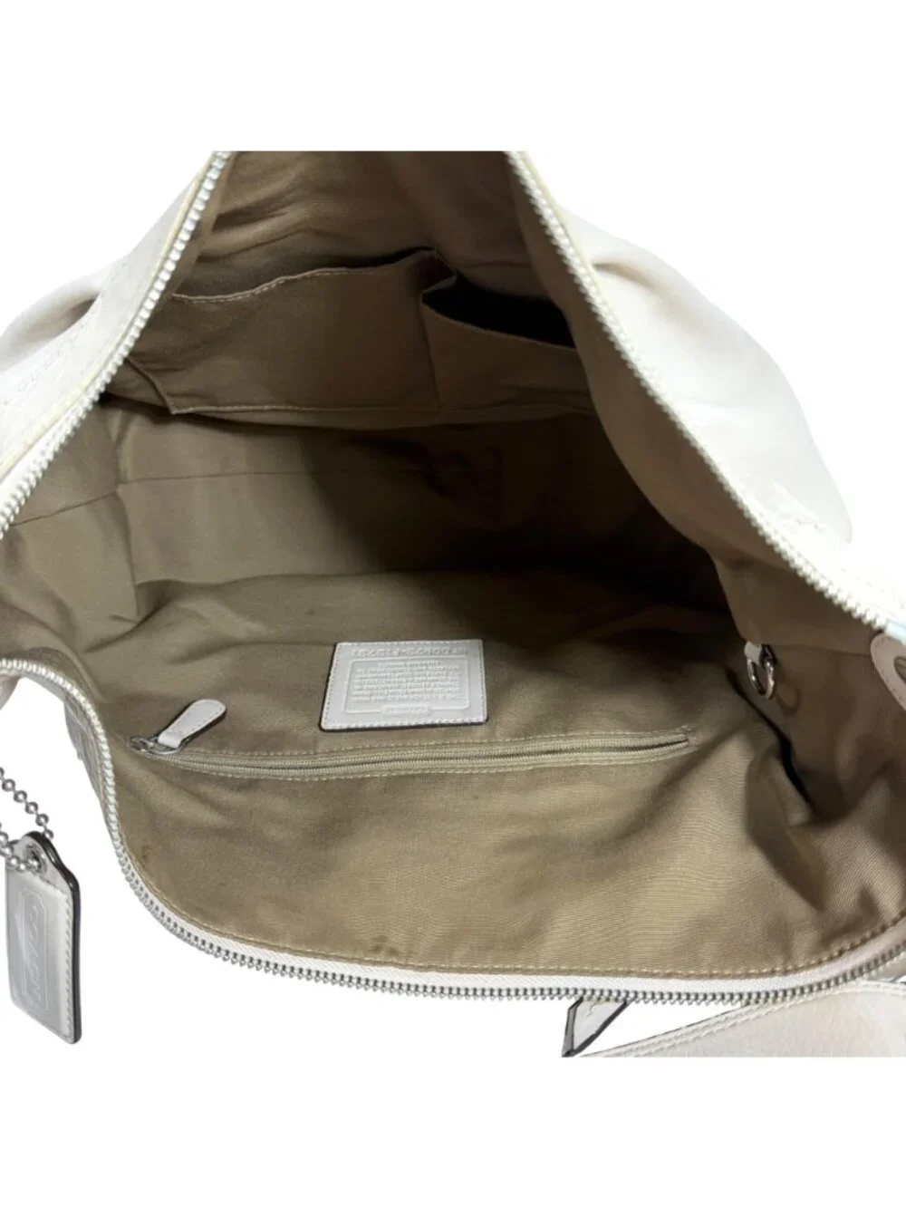 Vintage Coach Ivory Beige Leather Soho Pleated Slouchy Hobo Shoulder Bag F13731